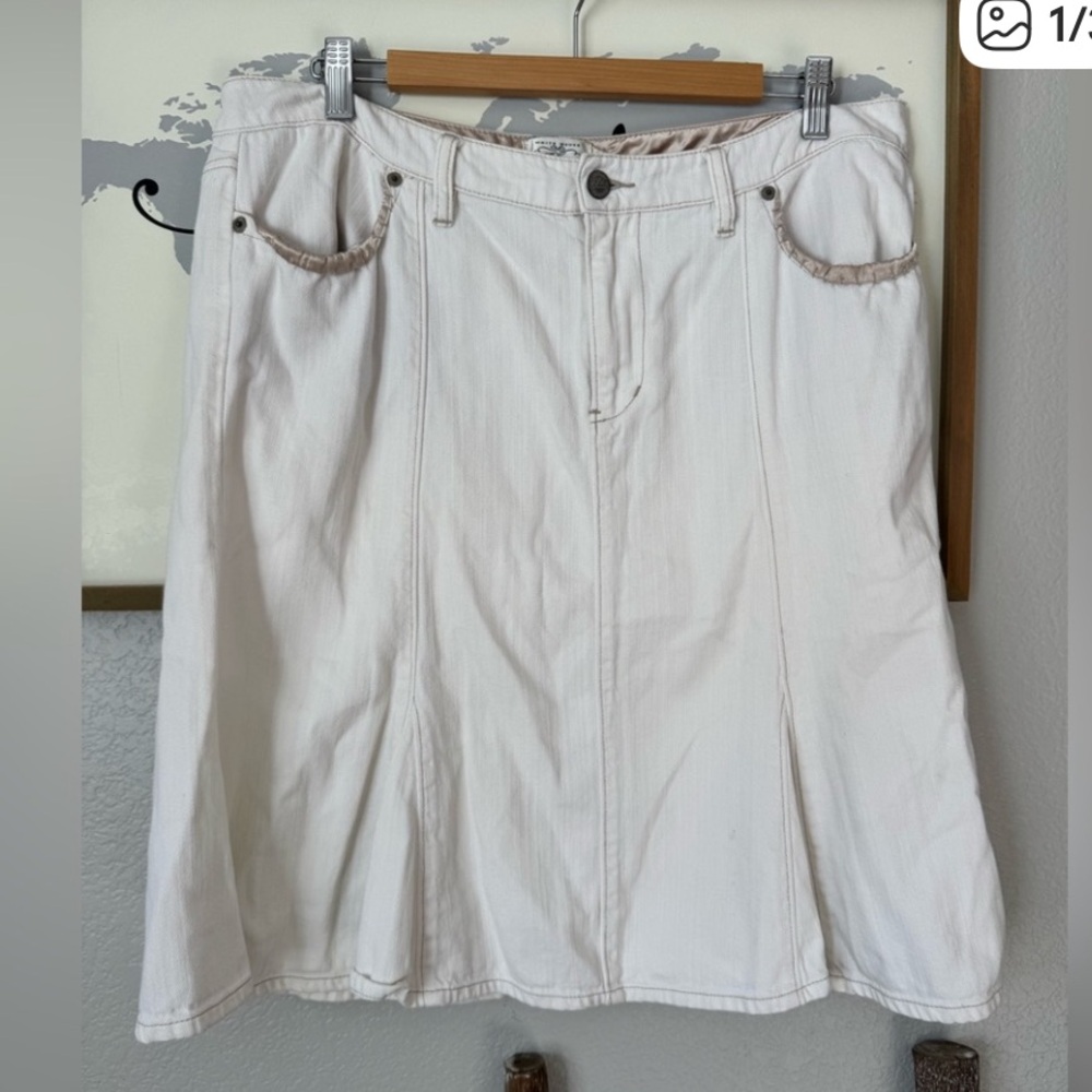 WHBM 100% cotton BLANC flare scalloped skirt off white